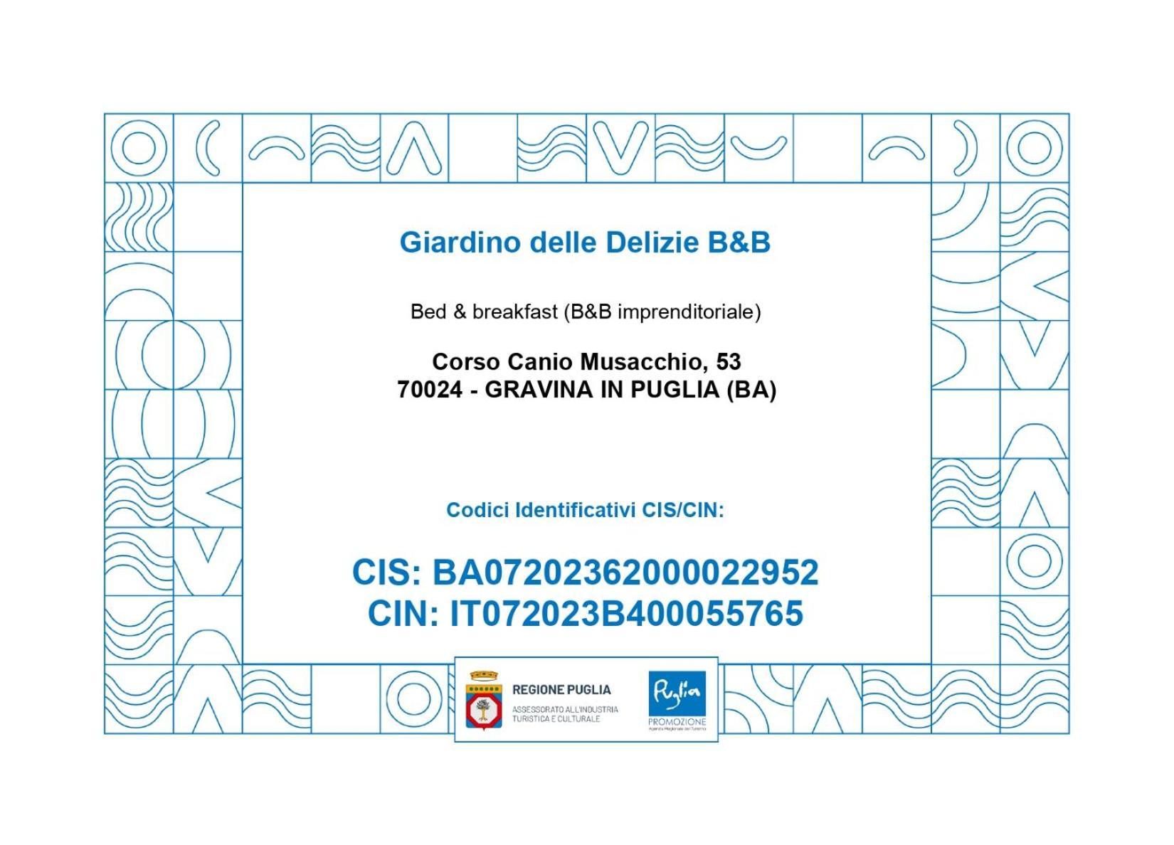 B&B Giardino delle Delizie Gravina in Puglia Esterno foto